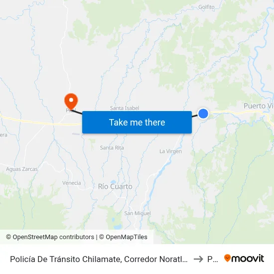 Policía De Tránsito Chilamate, Corredor Noratlántico Sarapiquí to Pital map