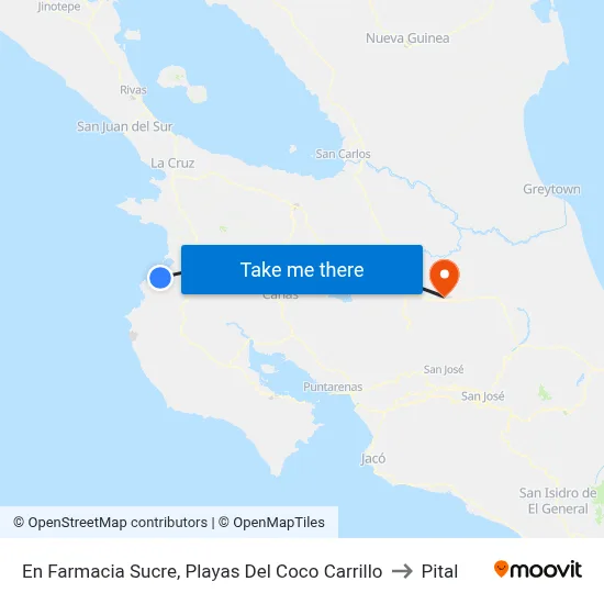 En Farmacia Sucre, Playas Del Coco Carrillo to Pital map