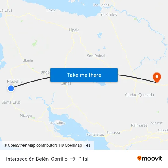 Intersección Belén, Carrillo to Pital map