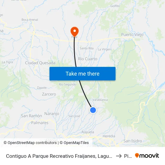 Contiguo A Parque Recreativo Fraijanes, Laguna Alajuela to Pital map