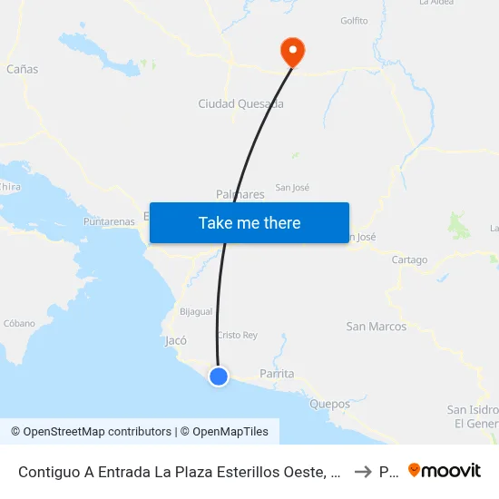 Contiguo A Entrada La Plaza Esterillos Oeste, Costanera Sur Parrita to Pital map
