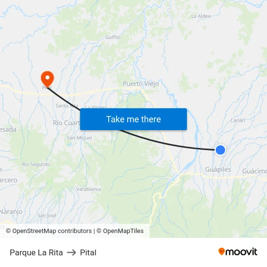 Parque La Rita to Pital map