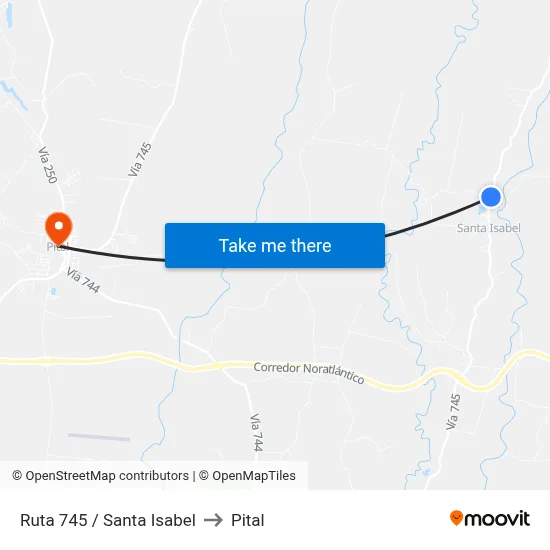 Ruta 745 / Santa Isabel to Pital map