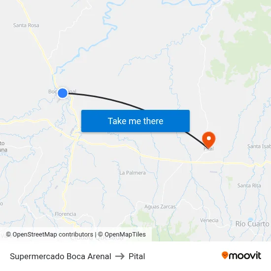 Supermercado Boca Arenal to Pital map