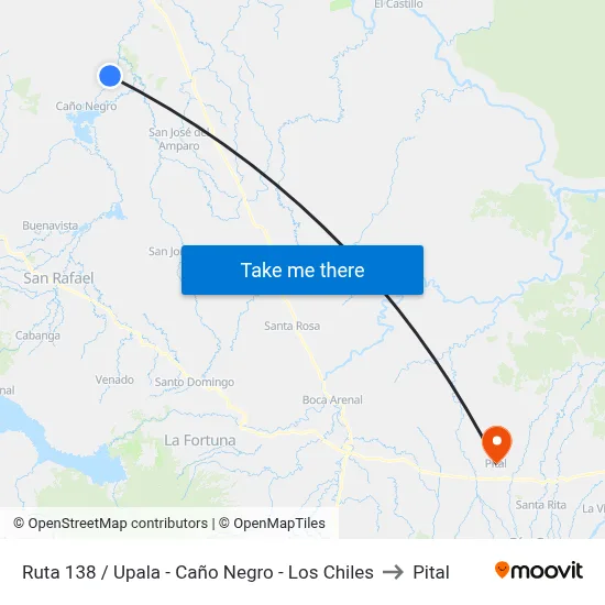 Ruta 138 / Upala - Caño Negro - Los Chiles to Pital map