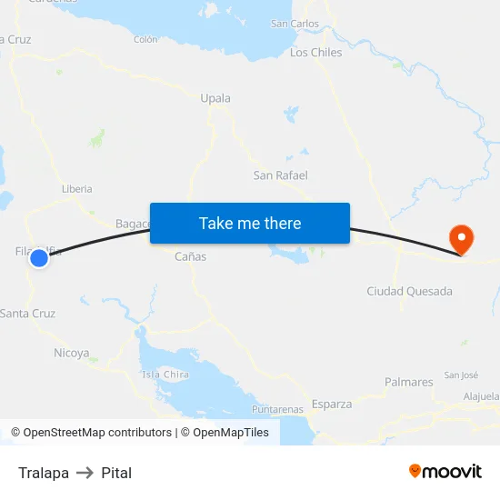 Tralapa to Pital map