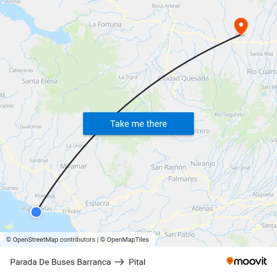 Parada De Buses Barranca to Pital map
