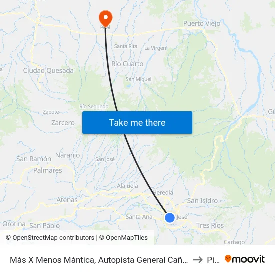 Más X Menos Mántica, Autopista General Cañas San José to Pital map