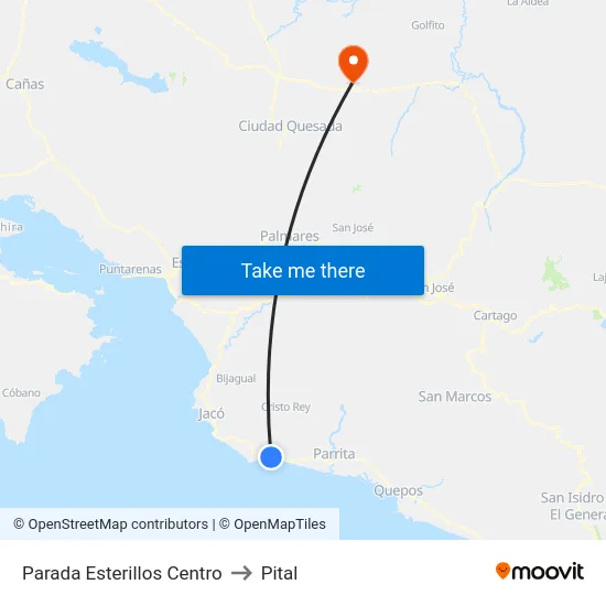 Parada Esterillos Centro to Pital map