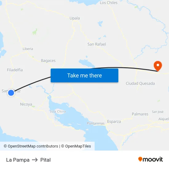 La Pampa to Pital map