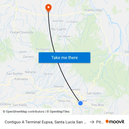 Contiguo A Terminal Eupsa, Santa Lucía San José to Pital map