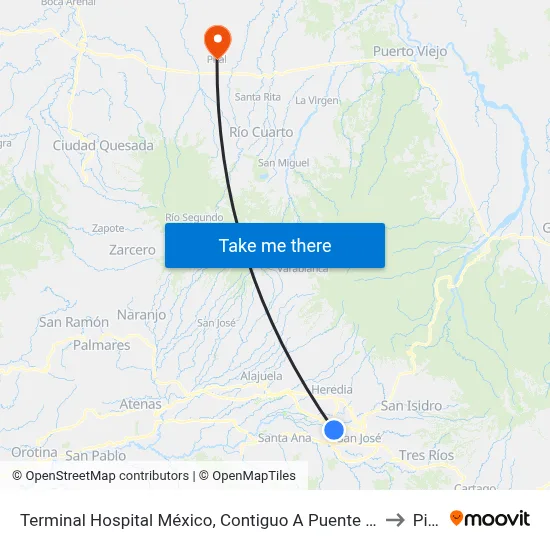 Terminal Hospital México, Contiguo A Puente Peatonal to Pital map