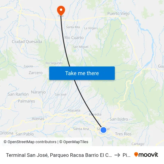 Terminal San José, Parqueo Racsa Barrio El Carmén to Pital map