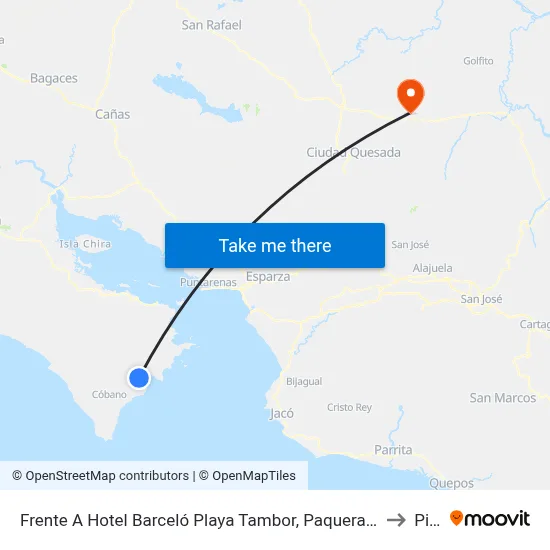 Frente A Hotel Barceló Playa Tambor, Paquera Puntarenas to Pital map