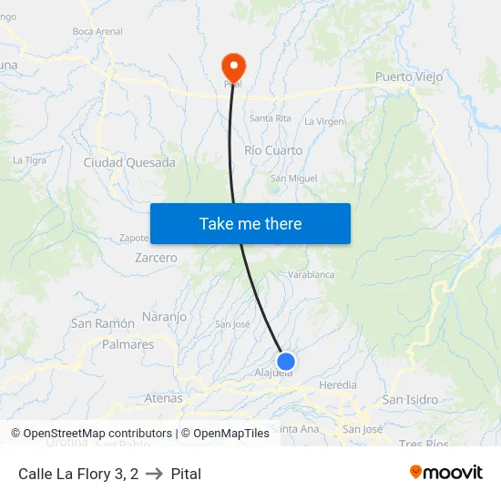 Calle La Flory 3, 2 to Pital map
