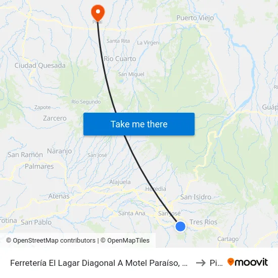 Ferretería El Lagar Diagonal A Motel Paraíso, San Francisco to Pital map