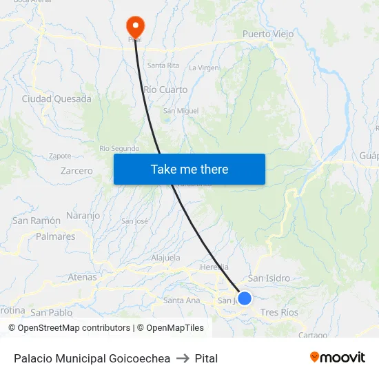 Palacio Municipal Goicoechea to Pital map
