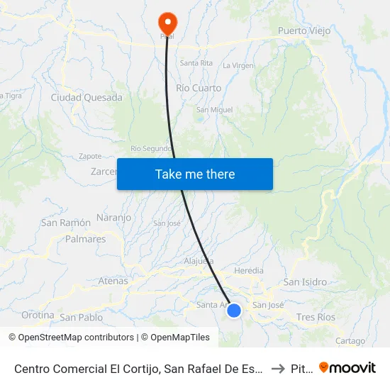 Centro Comercial El Cortijo, San Rafael De Escazú to Pital map