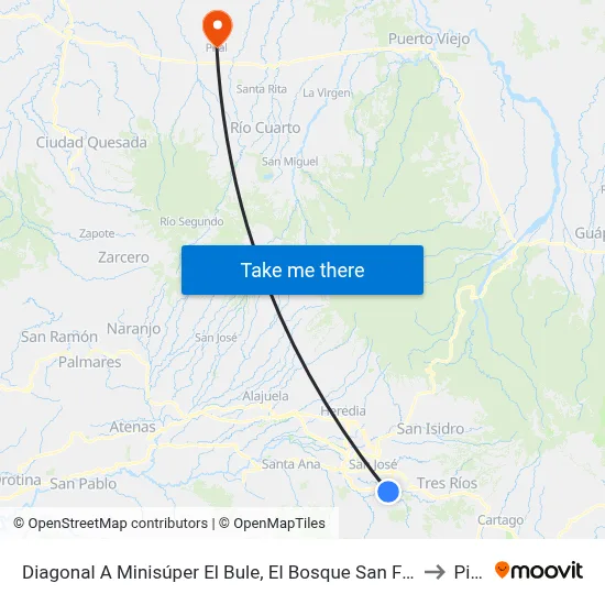 Diagonal A Minisúper El Bule, El Bosque San Francisco to Pital map
