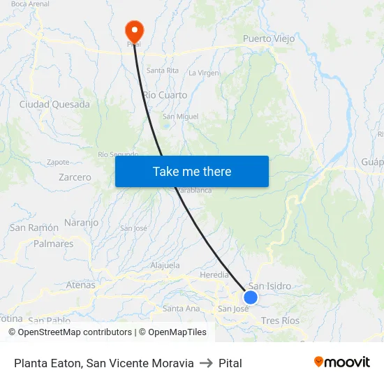Planta Eaton, San Vicente Moravia to Pital map