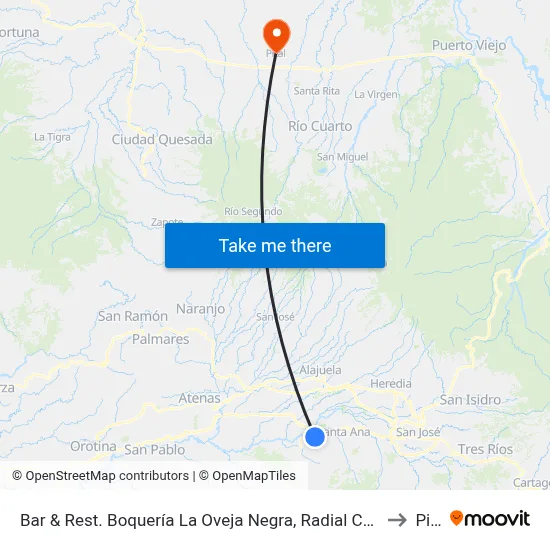 Bar & Rest. Boquería La Oveja Negra, Radial Colón Santa Ana to Pital map