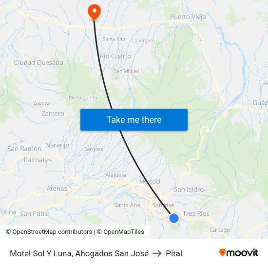 Motel Sol Y Luna, Ahogados San José to Pital map