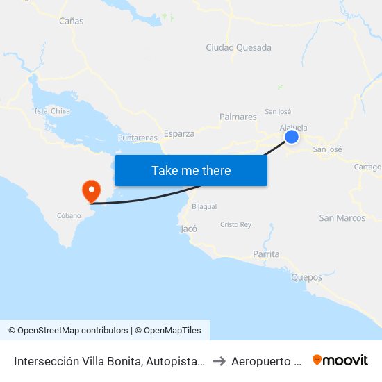 Intersección Villa Bonita, Autopista Bernardo Soto Alajuela to Aeropuerto De Tambor map