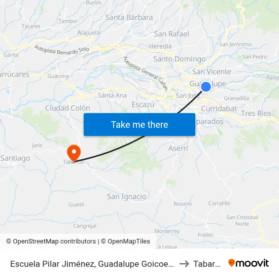 Escuela Pilar Jiménez, Guadalupe Goicoechea to Tabarcia map