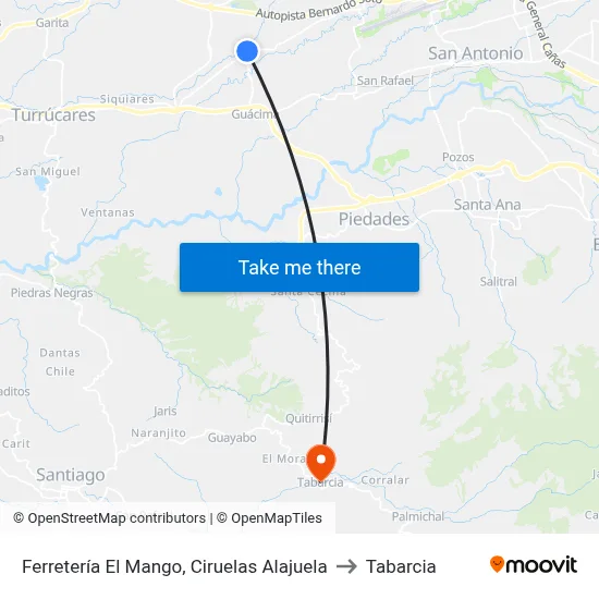 Ferretería El Mango, Ciruelas Alajuela to Tabarcia map