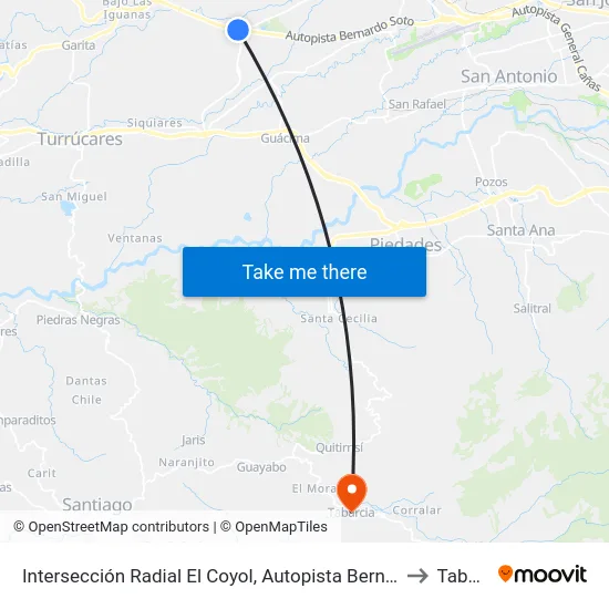 Intersección Radial El Coyol, Autopista Bernardo Soto Alajuela to Tabarcia map