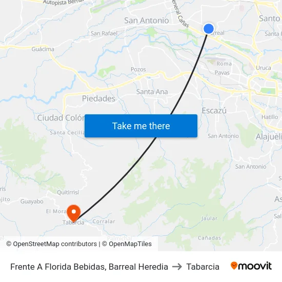 Frente A Florida Bebidas, Barreal Heredia to Tabarcia map