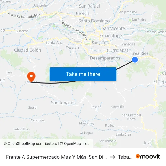 Frente A Supermercado Más Y Más, San Diego La Unión to Tabarcia map