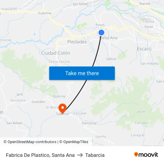 Fabrica De Plastico, Santa Ana to Tabarcia map
