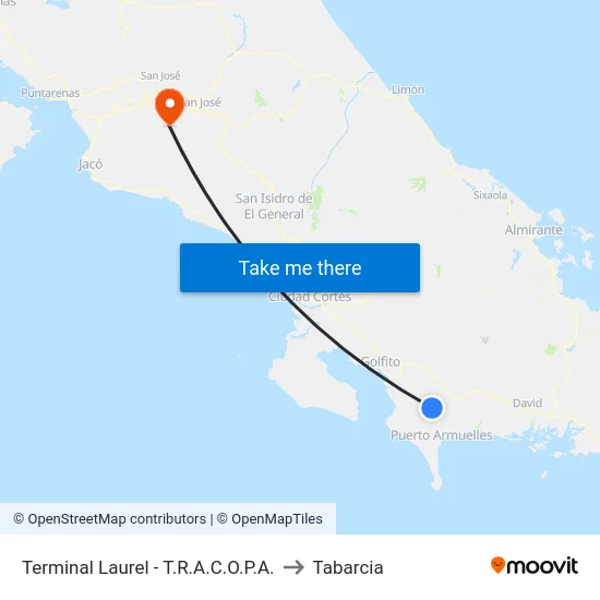 Terminal Laurel - T.R.A.C.O.P.A. to Tabarcia map