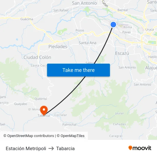 Estación Metrópoli to Tabarcia map