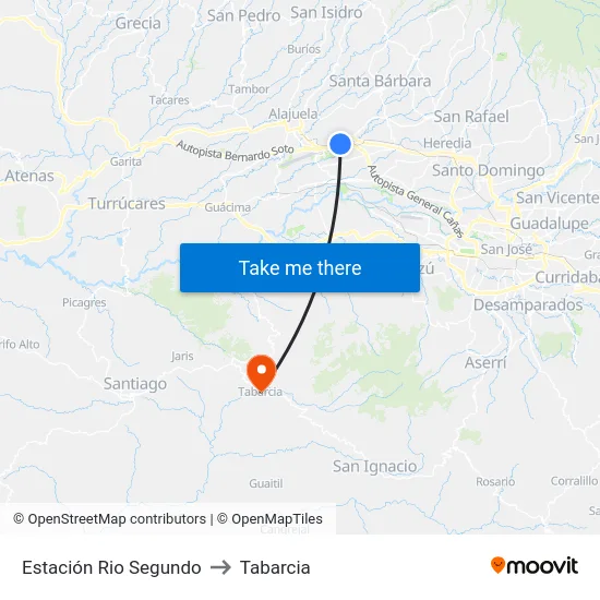 Estación Rio Segundo to Tabarcia map