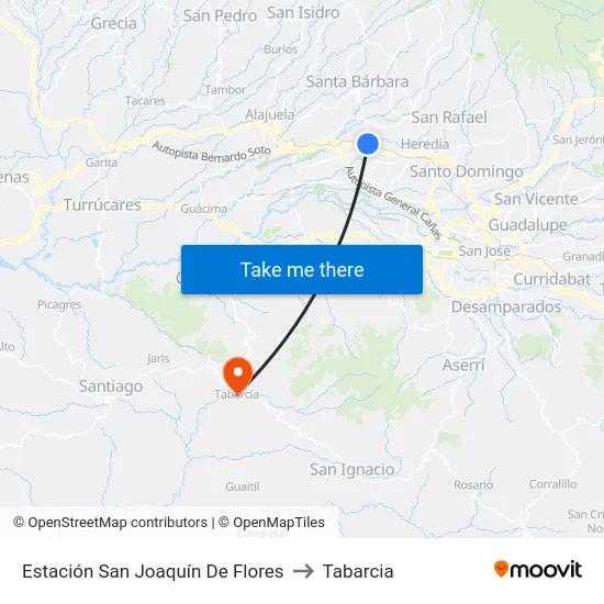 Estación San Joaquín De Flores to Tabarcia map