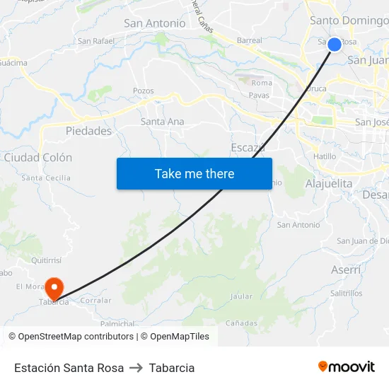 Estación Santa Rosa to Tabarcia map