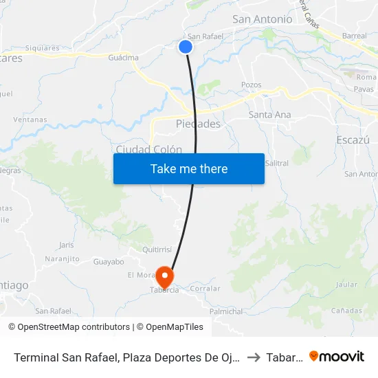 Terminal San Rafael, Plaza Deportes De Ojo De Agua to Tabarcia map