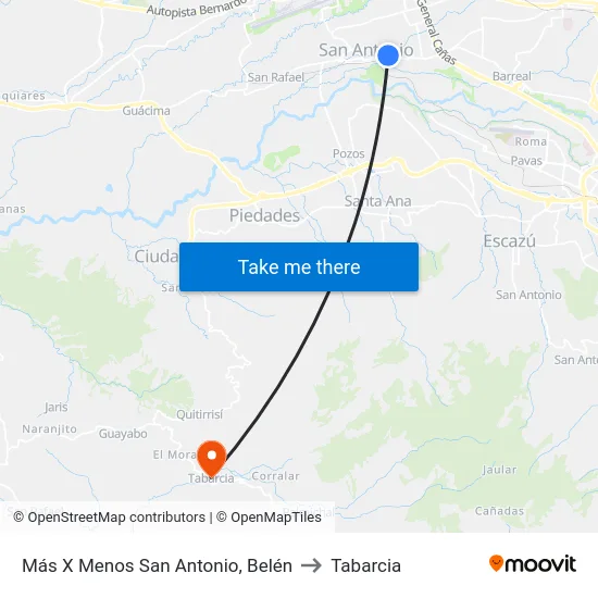 Más X Menos San Antonio, Belén to Tabarcia map