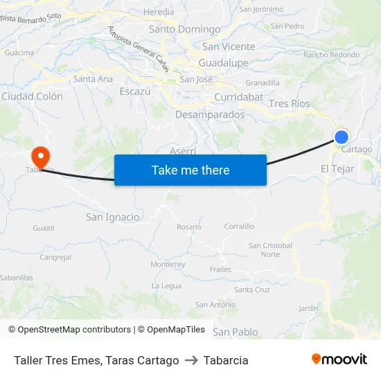 Taller Tres Emes, Taras Cartago to Tabarcia map