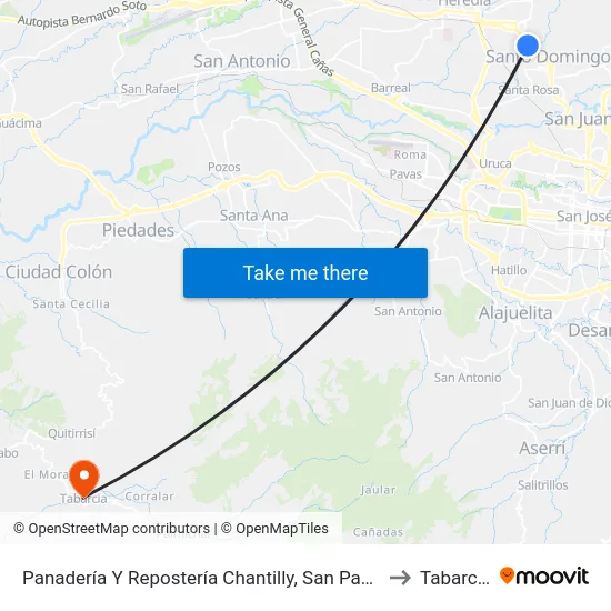 Panadería Y Repostería Chantilly, San Pablo to Tabarcia map