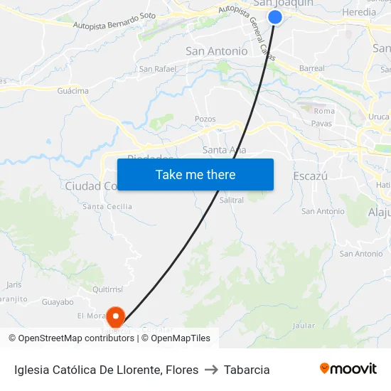 Iglesia Católica De Llorente, Flores to Tabarcia map