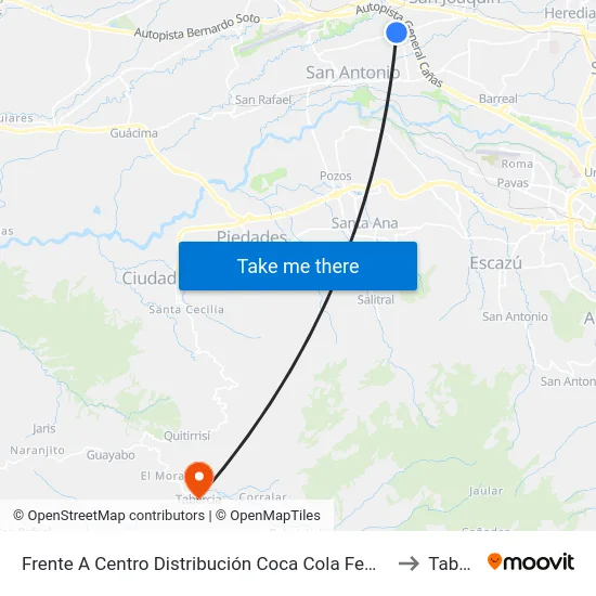 Frente A Centro Distribución Coca Cola Femsa, La Ribera Belén to Tabarcia map