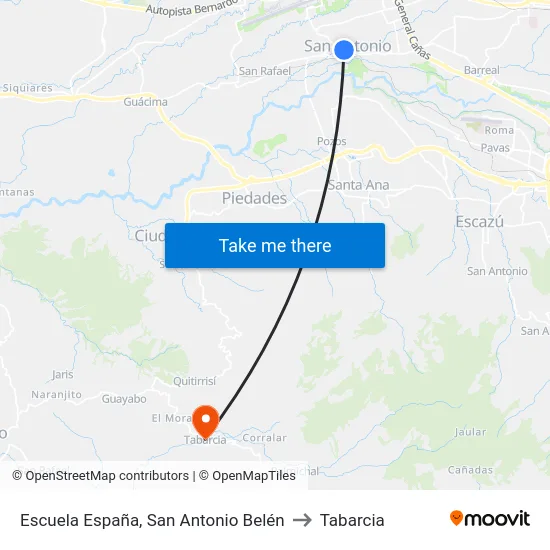 Escuela España, San Antonio Belén to Tabarcia map