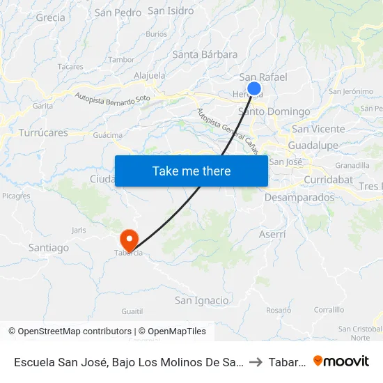 Escuela San José, Bajo Los Molinos De San Rafael to Tabarcia map