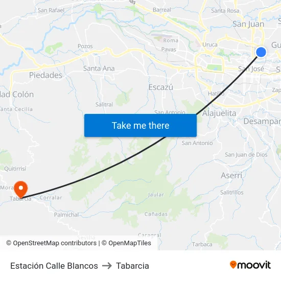 Estación Calle Blancos to Tabarcia map