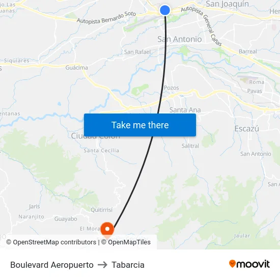 Boulevard Aeropuerto to Tabarcia map