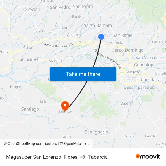 Megasuper San Lorenzo, Flores to Tabarcia map