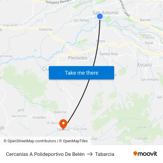 Cercanías A Polideportivo De Belén to Tabarcia map